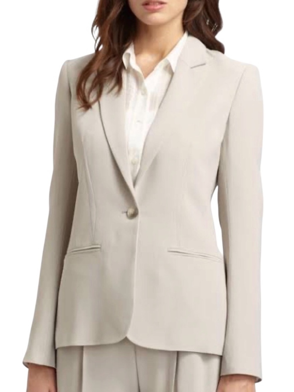 Theory wool blend Shinna pant suit in light beige size 2 excellent condition